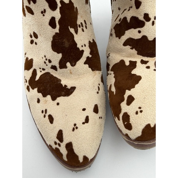 Maurices Cow Print Ankle Boots Western Cowgirl Block Heel Faux Suede 8.5M - Picture 5 of 12
